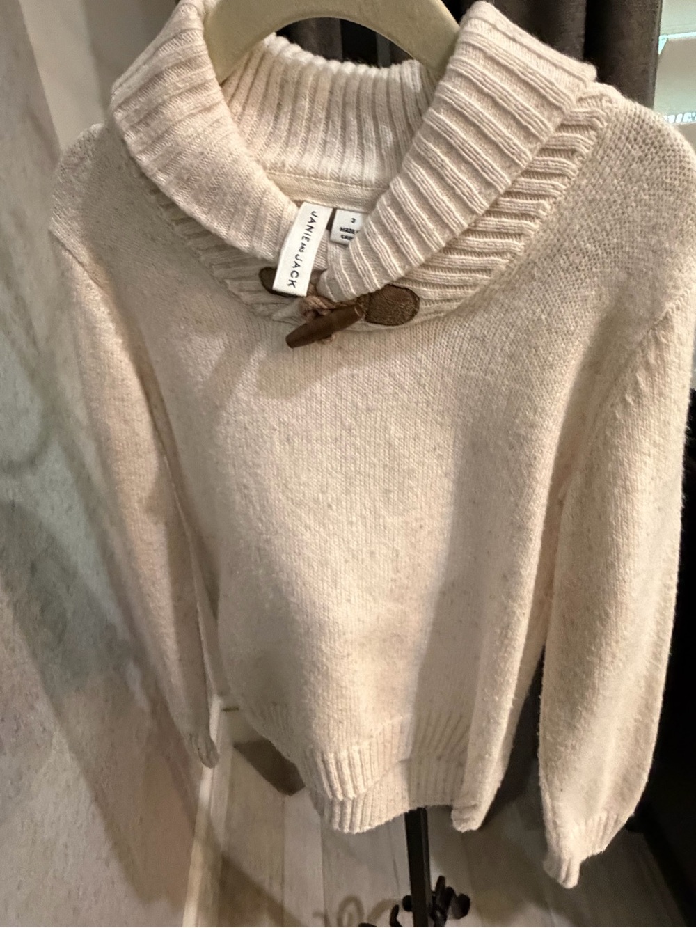 Janie and jack Cream Shawl-Collar Toggle Sweater  size 3